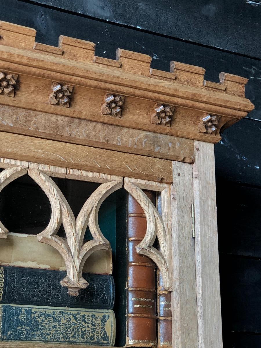 Bleached oak Gothic bookcase 